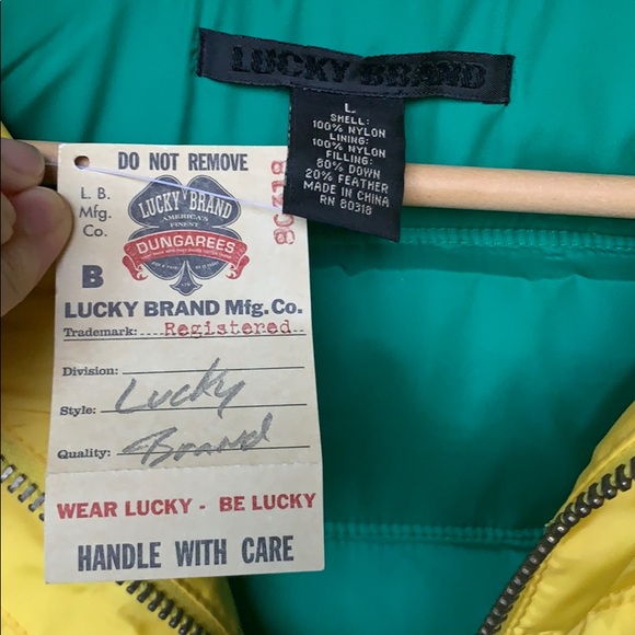 NEW Lucky Brand Down Quilted Puffer Yellow Vest L Zip unisex - Picture 10 of 15